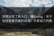 突然出现了新入口｜糖心vlog｜关于在线观看页面的说法！大家自己判断