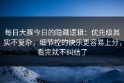 每日大赛今日的隐藏逻辑：优先级其实不复杂，细节控的快乐更容易上分，看完就不纠结了